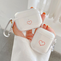 Étuis d'écouteurs en TPU souple pour Airpods Pro 2ème housse de protection transparente en cœur doux pour Apple Airpods 1 2 3 étui avec porte-clés