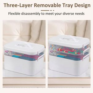 3-Layer Plastic Craft Organizers and Storage Box with Removable Trays, Storage Containers with Lids and Handle - Product Image 6