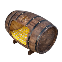 Maison de chien vintage en forme de tonneau de chêne antique 90cm de longueur hiver chaud décoratif vin rouge baril en bois seaux à glace baignoires à boissons