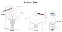 Mini flacon de voyage transparent en forme de cœur avec mousqueton, conteneur vide rechargeable en PET à presser pour désinfectant pour les mains et cosmétiques