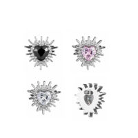 Piercing Labret en Titane Plaqué Or avec Zircon 10mm Cœur Tai Chi F136 pour Cartilage d'Oreille Bijou Corporel