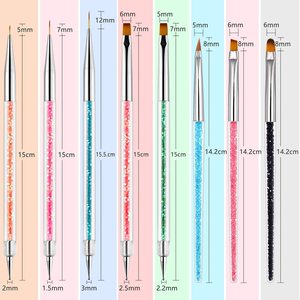 8pcs Nail Brush Set Diamond Handle <b>Glitter</b> Nail Art <b>Pen</b> Nylon Hair Liner Painting Gel Design Salon Manicure Brush <b>Pen</b> Set - Product Image 1