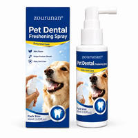 Spray Rafraîchissant Dentaire Quotidien Zourunan pour Animaux – Soin Buccal, Désodorisant pour Chiens et Chats, Brume de Toilettage 60ml Saveur Menthe OEM