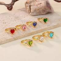 Nouvelle bague polyvalente en laiton plaqué or 18 carats, ajustable, pour femme, incrustée de zircone en forme de cœur blanc, vert et rouge, bijoux de mode