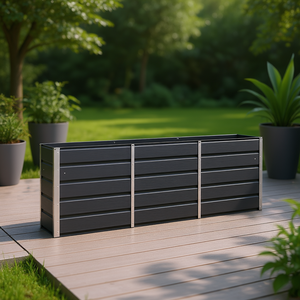 Anthracite Steel <b>Flower</b> <b>Pot</b> 160 X 40 X 75 Cm <b>Rectangular</b> Outdoor Garden Planter Modern Minimalist Design - Product Image 2