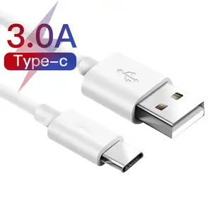 Wholesale Durable soft PVC 3A Fast Charging 3ft 6ft 1M 2M 3M USB C Data Cables For Samsung Phone Charger Cable USB Type C Cable