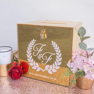 Lockable Personalised <strong>Mirror</strong> Gold Acrylic Wishing Well Wedding Card Invitation <strong>Box</strong> - Product Image 5