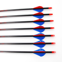 Flèches de tir à l'arc de 6,2 mm avec plumes, flèches en carbone pur, rectitude +-0,003, spine 300 340 400 500 600