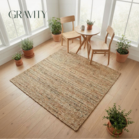 Tapis carré en jute tissé à la main, écologique, durable, naturel, élégant, moderne, populaire 2026, 5,1x5,1 pour salon intérieur