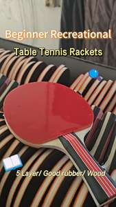 <span class=keywords><strong>Raquette</strong></span> de tennis de table en bois pur 5 plis, caoutchouc hautement élastique, pagaie de <span class=keywords><strong>ping</strong></span>-<span class=keywords><strong>pong</strong></span> pour débutants, entraînement et divertissement en intérieur - Product Image 2