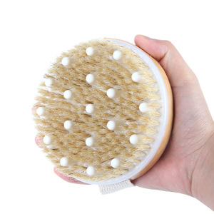 Cepillo de Baño de Madera con Cabeza Redonda, Cepillo Exfoliante Corporal sin Mango, Color Madera Natural, Forma Ovalada - Product Image 2