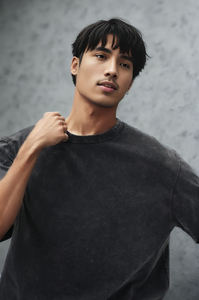 100% di cotone 260Gsm senza fili di base grande stile Vintage nero personalizzato con grafiche t-shirt uomo donna - Product Image 2