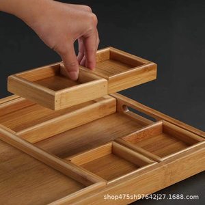 Bandeja de servir de madera de bambú de 27.5x19.5cm con divisores para uso en el hogar, cocina, frutas, pan y té. - Product Image 3