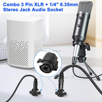GLOBALTONE Combo XLR Soket 6.35mm 7P + Jack Stereo TS/TRS 1/4" Terminal Solder Panel Mount Audio dengan Saklar Internal Hitam