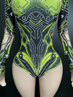 Novance Y4281 – Nouveautés 2024 : Combinaison moulante à manches longues pour femme, ornée de strass, tenue de performance sexy et luxueuse pour soirée