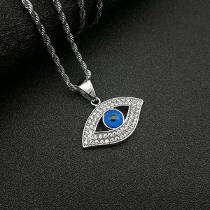 <b>Titanium</b> Steel Eye Pendant Necklace Gold And Silver Plated With Blue Evil Eye Crystal Charm For Men Women Gift Jewelry - Product Image 4
