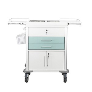 Chariot médical en acier ondulé, mobilier hospitalier en plastique avec 4 roulettes, conception durable pour une utilisation en soins d'urgence - Product Image 2