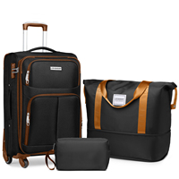 Valise en tissu de fabrication de luxe, grande capacité, 20 pouces, trolley, coque souple, légère, rouge, avec roulettes pivotantes pour voyage