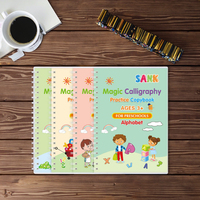 Cahier de Pratique Magique Réutilisable Éducatif pour Enfants, Entraînement à la Calligraphie, Livre de Contrôle avec Stylo à Aquarelle