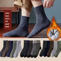 Chaussettes en coton pour homme, hiver, rayées, épaisses, chaudes, en tissu éponge, en gros