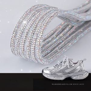 Lacets de chaussures en cristal de diamant scintillant, strass, ronds, 4 mm, lacets brillants de luxe pour baskets, cordon de serrage lumineux, décoration de chaussures - Product Image 1