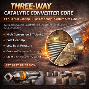 Noyau de convertisseur catalytique à trois voies avec revêtement Pt Pd Rh |   Substrat en nid d'abeille métallique |   Échappement sur mesure - Product Image 3