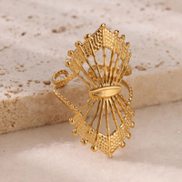 Ywxs Cross-Border Best-Sell 18K Goud Roestvrij Staal Ins High-End Open Ring Kleurrijke Kristal Zirkoon Glijdende Bladring Voor Vrouwen