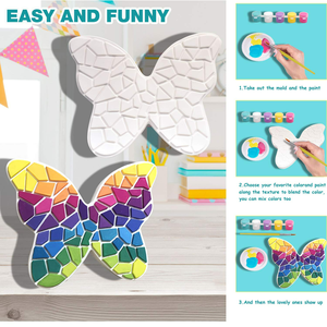 Kit di Pittura per Bambini con Mosaico Bianco a Fette, Prodotti Decorativi in Cemento a Forma di <span class=keywords><strong>Farfalla</strong></span> per Giardino, Giocattoli e Pietre da Camminamento - Product Image 2