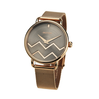 Montre de luxe pour femme au design simple, mouvement à quartz japonais Miyota GL22, 5 ATM, bracelet en maille d'acier inoxydable de 36 mm, couleur café