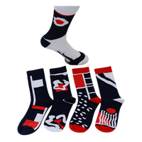 Chaussettes de sport pour femmes tricolores en fibre de bambou/nylon/spandex respirantes à usage quotidien rayées noir blanc rouge