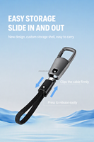Kabel Pengisi Daya Gantungan Kunci 60W, Kabel Data USB Pendek Berbahan Paduan Seng dan Nilon Kepang dengan Klip Karabiner untuk Ponsel, Tablet, dan Perjalanan