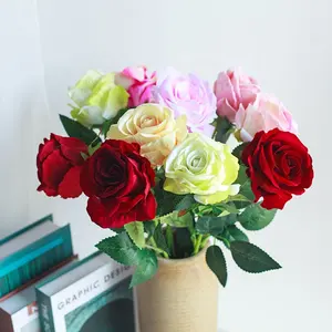 2023 Top Selling Red Roses Fleurs Artificielles Deco De Table Wedding Decor Decoration Supplier