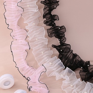 En gros, Fleur en organza froncée perlée de 11 cm, style ballet, en maille ondulée, nouveau matériau, accessoires vestimentaires, motif animalier - Product Image 4