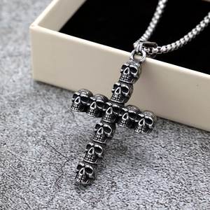 Stainless Steel Skull <b>Cross</b> Pendant Unisex Necklace Punk Charm Fashion Jewelry - Product Image 5