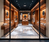 Comptoir de présentation de montres en bois massif élégant et moderne, vitrine en verre pour la vente de montres et de bijoux de luxe
