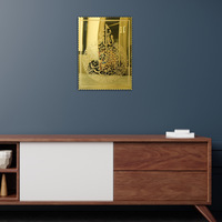 Décoration Murale Créative en Acrylique Effet Miroir avec Texte Artistique Islamique Doré 3D Laser