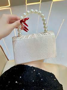 Bolso de Fiesta PLAYMAX para Mujer, Diseño Cuadrado Horizontal con Cierre Magnético, Adornado con Cuentas y Cristales, en Poliéster, Venta al Por Mayor - Product Image 5