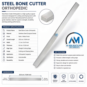 Instruments de soins médicaux Al Mida, outil chirurgical orthopédique manuel incurvé pour la coupe des os, en acier inoxydable, classe II, certifié CE - Product Image 6
