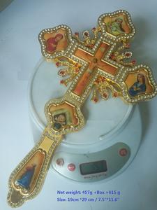 Grande <span class=keywords><strong>de</strong></span> aleación <span class=keywords><strong>de</strong></span> cristal chapado en oro <span class=keywords><strong>de</strong></span> la joyería para la <span class=keywords><strong>Iglesia</strong></span> oración Pectoral con caja <span class=keywords><strong>de</strong></span> regalo ortodoxa ceremonia religiosa mano Cruz - Product Image 5