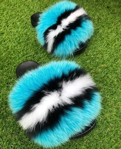 Donne di Lusso Della Pelliccia Scivola <span class=keywords><strong>Con</strong></span> Il Reale Della Pelliccia di Modo Della Signora Pantofole per il Viaggio Furry Estate Pelliccia Sandali - Product Image 4