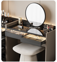 Armoire de rangement de chambre à coucher moderne et luxueuse, coiffeuse et table de maquillage avec panneau en bois massif multicouche, luxe léger