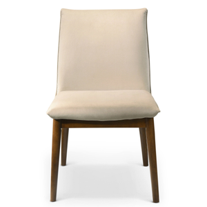 Ensemble de 2 chaises de salle à manger modernes en velours beige Monza pour salle à manger, cuisine, restaurant, design sans accoudoirs avec pieds en bois massif - Product Image 5