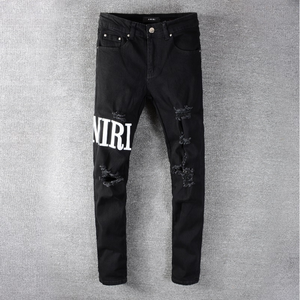 Jeans <span class=keywords><strong>Skinny</strong></span> Elasticizzati da <span class=keywords><strong>Uomo</strong></span> 2025, Nuovi Modelli all'Ingrosso con Ricamo di Lettere e Strappi - Product Image 2