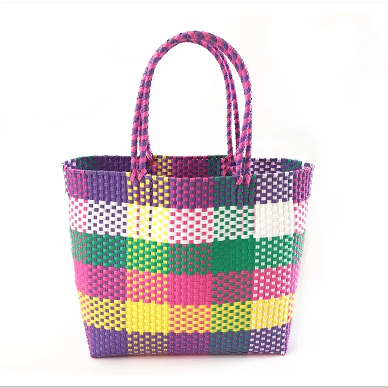 2020 Lady New Design Fashion House Keeping Handgemaakte Strand Geweven Tote Plastic Strozak