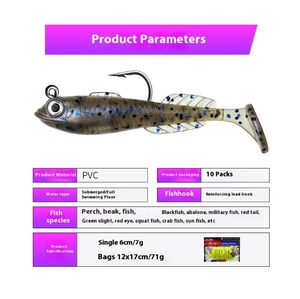 TOPIND cebo 6cm 7g salamandra gigante pez Objetivo 10g silicona plomo envuelto <span class=keywords><strong>PVC</strong></span> solo anzuelo para lago - Product Image 5