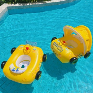 Nouvelle bouée de natation d'été pour enfants avec auvent, flotteur gonflable en PVC en forme de voiture à 4 roues pour bébés et tout-petits - Product Image 5