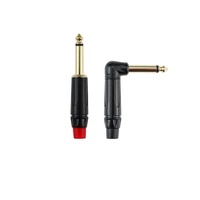 Connecteur audio mono TS plaqué or 6,35 mm avec coque en plastique pour guitare électrique, basse, amplificateur, mixeur, utilisation en studio