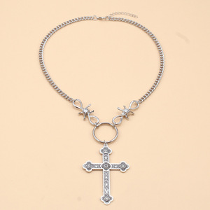 สร้อยคอจี้รูปกากบาทมุกเทียมสองชั้นดีไซน์ทรงเรขาคณิตเครื่องประดับแฟชั่นสำหรับงานปาร์ตี้ - Product Image 4