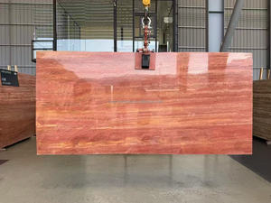 Thiết kế hiện đại tự nhiên Đỏ <span class=keywords><strong>travertine</strong></span> tấm đánh bóng bề mặt cắt-to-Kích thước gạch đá cho sử dụng trong nhà khách sạn biệt thự phòng ngủ - Product Image 2