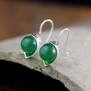 New Jade Garnet Hollowed-out <strong>Marcasite</strong> Fruit-shaped <strong>Earrings</strong> S925 Silver Jewelry <strong>Earrings</strong> - Product Image 4